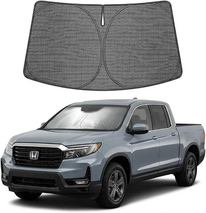 Proadsy Windshield Sun Shade Custom Fit Honda Ridgeline 2017-2026 Ice Crystal Black Front Window Sunshade UV and Heat Blocker Foldable Visor Keeps Car Cooler for Summer Parking and Daily Use