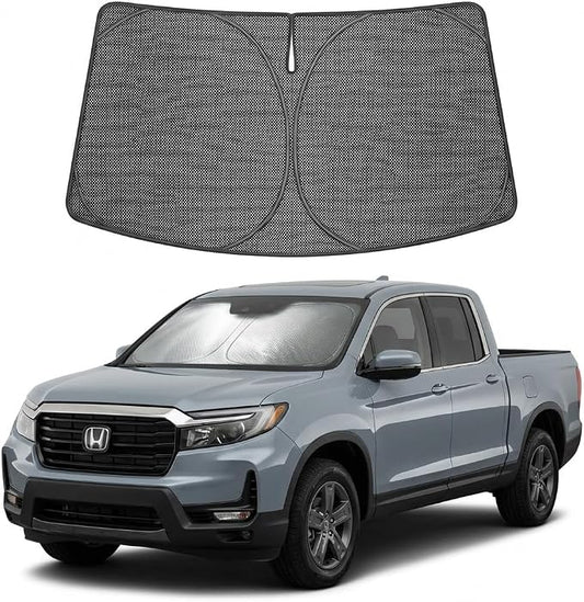 Proadsy Windshield Sun Shade Custom Fit Honda Ridgeline 2017-2026 Ice Crystal Black Front Window Sunshade UV and Heat Blocker Foldable Visor Keeps Car Cooler for Summer Parking and Daily Use