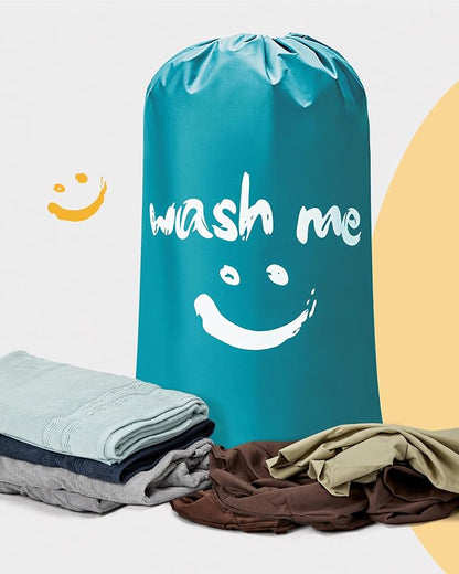 HOMEST 2 Pack XL Laundry Bags 28" x 40", Extra Large Dirty Clothes Organizer Holds 3-4 Loads, Machine Washable Drawstring Laundry Bag for Dorm, Camp, Laundromat, Family, Travel, Sky Blue