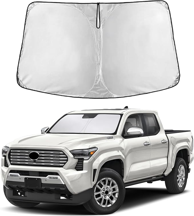 EcoNour Windshield Sunshade Compatible for Toyota Tacoma 2024 2025 2026, Sun Visor for Front Windshield & Window Sun Shade Cover, UV Heat Blocker & Protector, Car Accessories