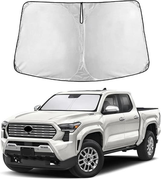 EcoNour Windshield Sunshade Compatible for Toyota Tacoma 2024 2025 2026, Sun Visor for Front Windshield & Window Sun Shade Cover, UV Heat Blocker & Protector, Car Accessories