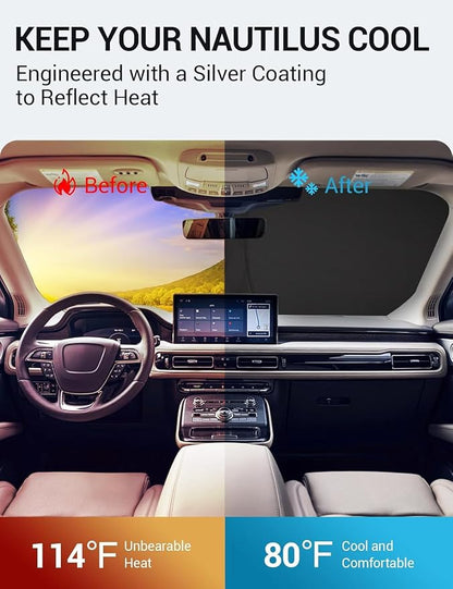 Proadsy 2026 Upgrade Front Windshield Sun Shade Foldable Sunshade Protector Custom Fit 2019-2023 Lincoln Nautilus SUV Accessories, PRS331