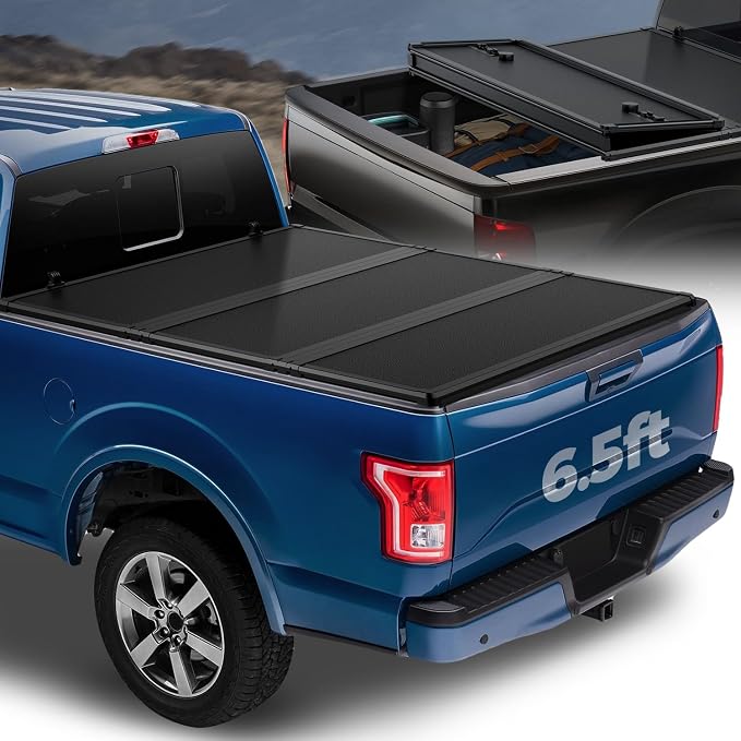 Auto Dynasty FRP Hard Tri-Fold Truck Bed Tonneau Cover for 2015-2025 Ford F150 6.5Ft Fleetside Short Bed 16 17 18 19 20 21 22 23 24