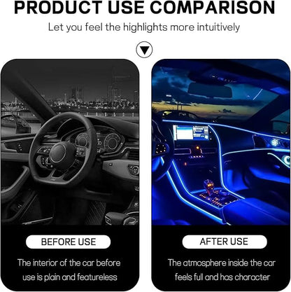 Car LED Strip Light, 12V 24 LED Interior Atmosphere Lights Under Dash Ambient Night Light, Universal Auto Interior Decorative Lamp with USB Port, Truck SUV Car Accessories (Blue, USB)