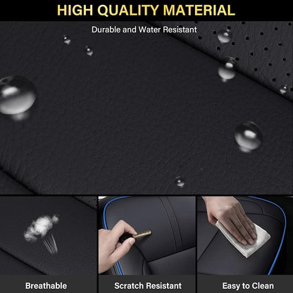 Coverado Chevy Silverado Seat Covers, Faux Leather Seat Covers Fit for Chevy Silverado GMC Sierra 2007-2026 1500, 2015-2026 2500HD 3500HD Crew Double Extended Cab (Front,Blueline)