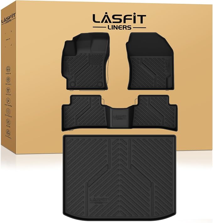 LASFIT Floor Mats & Cargo Mat for Toyota Corolla Hatchback 2019-2026, TPE All Weather Protection Full Coverage Car Liners Custom Fit for Corolla Hatchback Accessories 1st & 2nd Row & Trunk Mats, Black