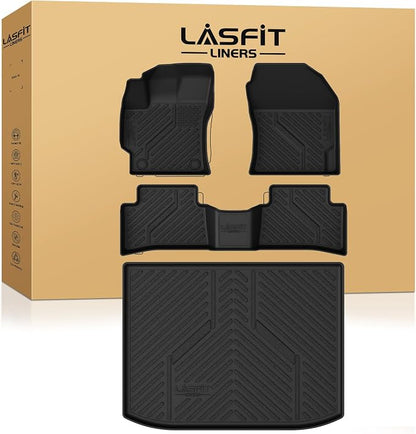 LASFIT Floor Mats & Cargo Mat for Toyota Corolla Hatchback 2019-2026, TPE All Weather Protection Full Coverage Car Liners Custom Fit for Corolla Hatchback Accessories 1st & 2nd Row & Trunk Mats, Black
