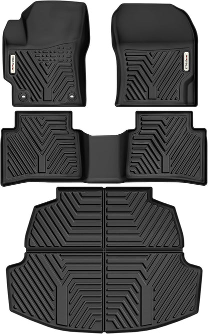 YITAMOTOR Floor Mats for Toyota Corolla 2026-2020, All Weather Custom Fit TPE Rubber Floor Liners and Trunk Mat, 1st & 2nd Row & Cargo Liner, Corolla Accessories, Black