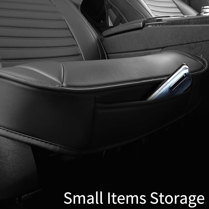 HChengkikz Car Seat Covers Full Set, Waterproof Faux Leather Automotive Seat Covers for Cars, Breathable Universal Car Seat Covers Protectors for Sedan SUV Truck (5 PCS Full Set, Black)