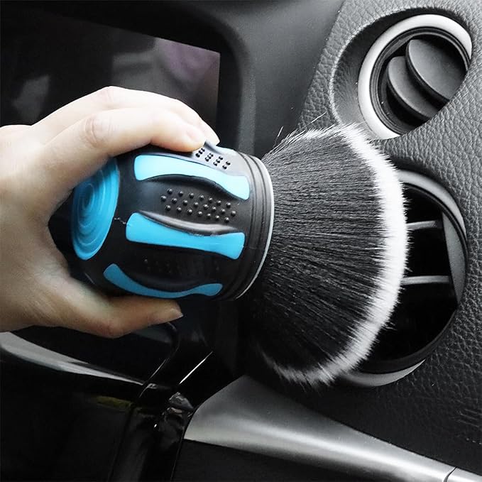 AUCELI Car Detailing Brush, Ultra Soft Auto Interior Dusting Brush with Storage Rack, Car XL Synthetic Brush Cleaning Tool, Universal Covers Large Area Inside or Outside Vehicles (Red/Style B)