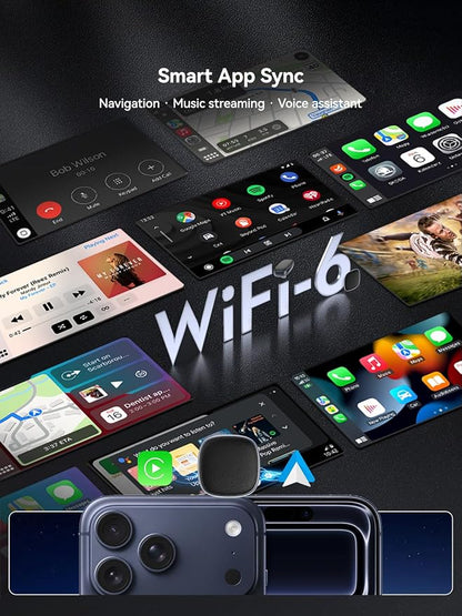 2-in-1 Wireless CarPlay Adapter USB C for Factory Wired CarPlay and Android Auto, One-Click Phone Switching, 5GHz WiFi Bluetooth 5.0 Auto Reconnect, Metallic Gray