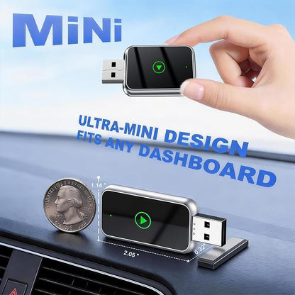 Mini Wireless Carplay Adapter Update for iPhone and Android Auto - Carplay Wireless Adapter Car Play, Wired to Wireless, Compatible with iPhone iOS 10+, Silver