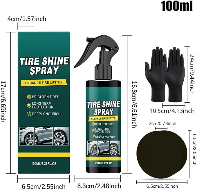 Wheel Shine for Car Tires | Long Lasting 100ml Maintenance Tool - Auto Tire Shine Cleaner - for Sedan Truck RV Motorcycle Scooter ATV, Detailing Shop Home Garage