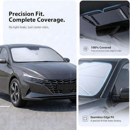 2026 Upgraded Windshield Sun Shade Umbrella for Hyundai Elantra [Precision Custom Fit, Superior UV & Heat Block] Cooling Tech Fabric, Durable Foldable with Storage Bag, Fits 2000-2025
