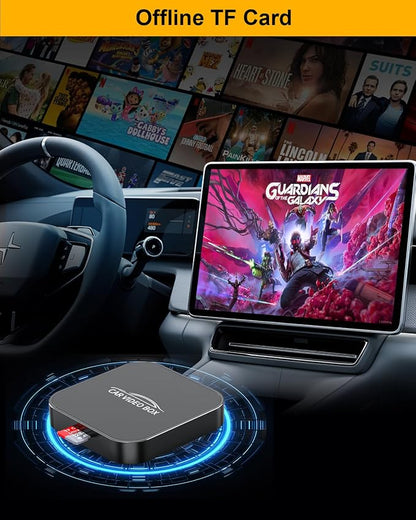 5-in-1 Wireless Carplay Adapter with Netflix YouTube TF Card, Android Auto Wireless Adapter and Apple CarPlay, Plug & Play, Easy Setup, Magic Video Ai Box for OEM Wired Apple Car Play Cars & iOS 10+