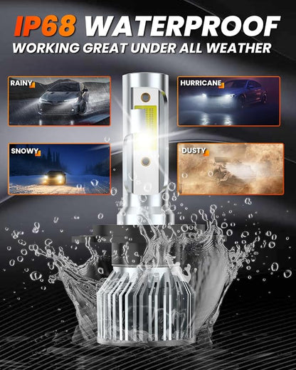 For Honda CR-V CRV 2007-2014 Light Bulbs, 600% Brightness High/Low Beam Bulbs Kit, 6500K White, 40000LM Powersports Bulbs with Fan,4PCS