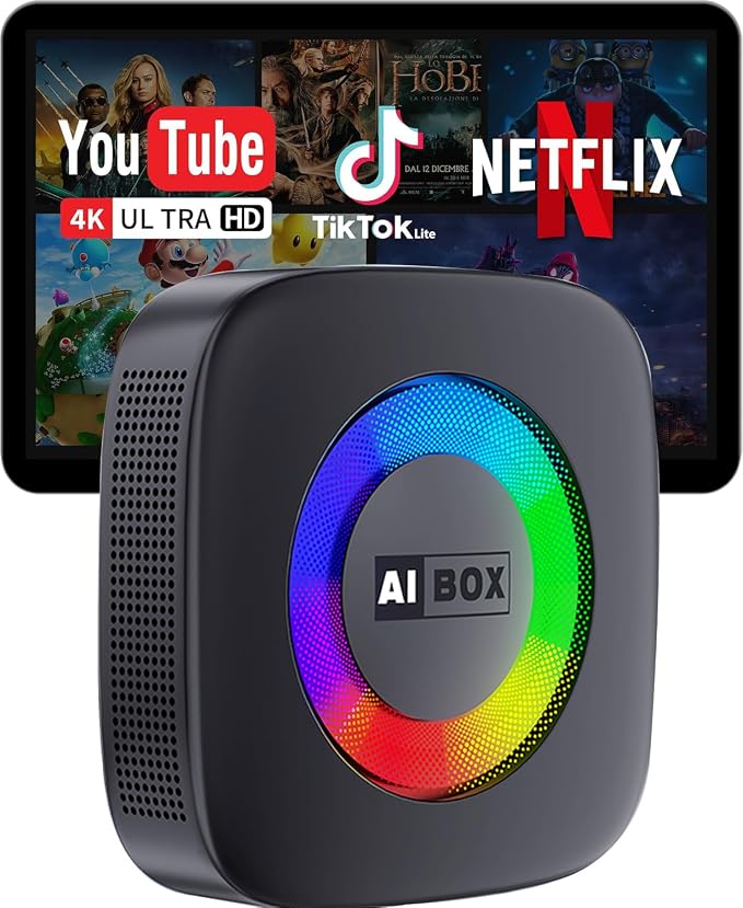 Wireless Carplay Adapter for iPhone Ai Magic Box with Netflix/YouTube Supports TF/Card Dongle Plug and Play Easy Setup Carplay & Android Auto Video Entertainment for iOS 10+