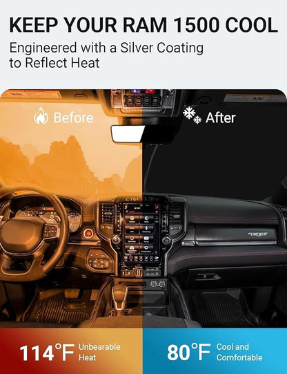 Proadsy 2026 Upgrade Windshield Sun Shade Custom Fit Dodge RAM 1500 2Dr 2019-2025 2026 4-Layer Foldable Front Sunshade Protector Sun Visor Blocks UV Rays Keep Car Cooler