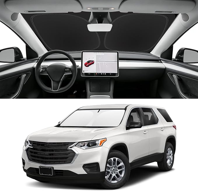 Custom Fit Windshield Sun Shade for Chevy Traverse 2018-2026, Blocks UV & Heat, Front Window Sunshade Accessories, Easy Fold & Store Keep Your Car Cooler