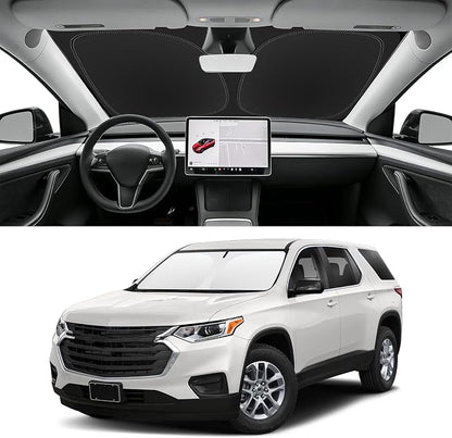 Custom Fit Windshield Sun Shade for Chevy Traverse 2018-2026, Blocks UV & Heat, Front Window Sunshade Accessories, Easy Fold & Store Keep Your Car Cooler