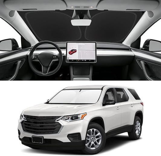 Custom Fit Windshield Sun Shade for Chevy Traverse 2018-2026, Blocks UV & Heat, Front Window Sunshade Accessories, Easy Fold & Store Keep Your Car Cooler