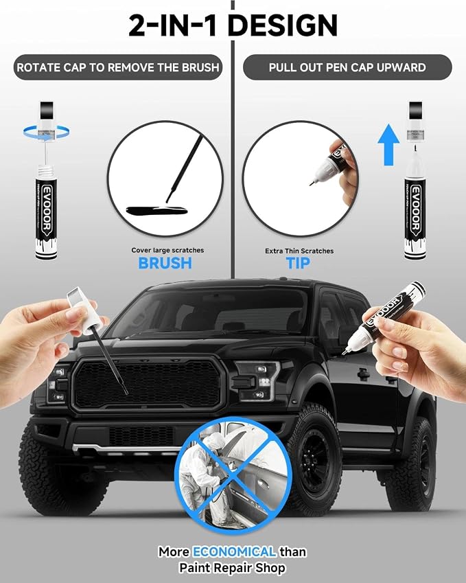Touch Up Paint for Ford – Exact Match 2 in 1 Paint Pen for Chips and Nicks Repair (Antimatter Blue Metallic(HX))
