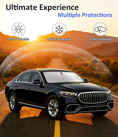 Windshield Sun Shade for 2015-2025 Mercedes-Benz S-Class Accessories, Car Front Window Sun Visor Protector & Heat Shield | 240T Sunshade Protection Blocks UV Rays Keep Your Car Cooler