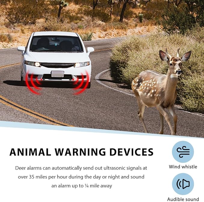 4 PCS Deer Whistles for Car, Dual Construction Deer Warning Device with Waterproof Adhesive Tapes, Animal Alert Horn Avoids Collisions Suitable for Cars Trucks Motorcycles (Black)
