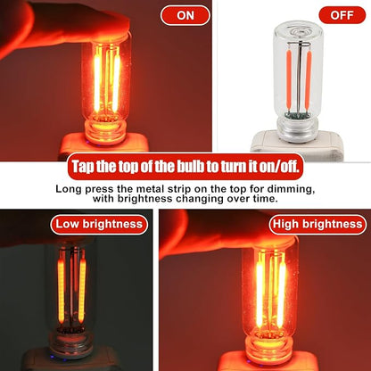 JSCARLIFE 2 PCS Car USB Ambient Lights, Touch Dimmable Car Interior Ambient Lights, 4-Level Brightness Mini Retro Glass Bottle Lamp Decorations for Car/Bedroom/Study (Red)