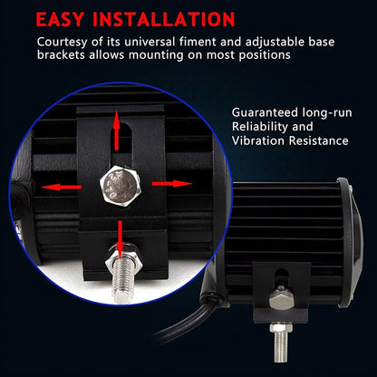 Willpower 2PCS 18w 4 inch Spot LED Work Light Bar for Truck Car ATV SUV 4X4 Jeep Truck Driving Lamp Off Road led Lights