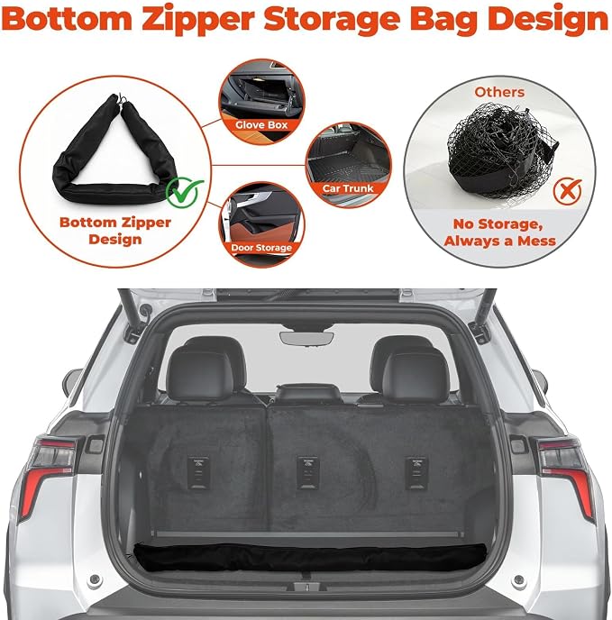 3-Layer Cargo Net for Chevrolet Tahoe/GMC Yukon/Cadillac Escalade 2015-2020, Zoned Storage Trunk Net with Zippered Bottom Bag, Heavy-Duty Cargo Organizer Netting for Camping, Trips & Everyday Use