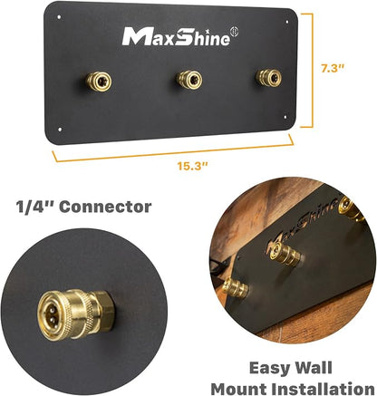 Maxshine 1/4" Universal Quick Connect Foam Cannon Holder (3 Cannons, Brand) – Wall-Mounted Organizer for Garage & Mobile Detailing – Holds Multiple Foam Cannons – Durable & Compatible Design