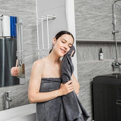 JML Microfiber Bath Towel Set with Hanging Loop, Grey, 30" x 60", 6 Pack | Large, Soft, Absorbent, Fast Drying, Lint Free, Fade Resistant, No Pilling, Lightweight, Compact