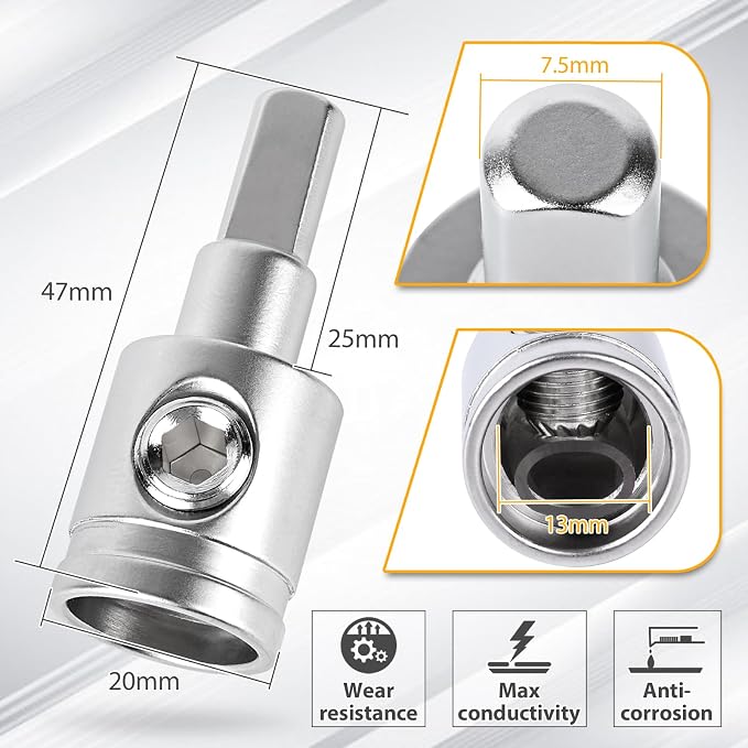 2PCS Heavy-Duty Car Stereo Audio Wire Reducer - 0 Gauge to 4 Gauge for Amp Input, AWG Pin Power & Ground Connection, Fits Most Cars