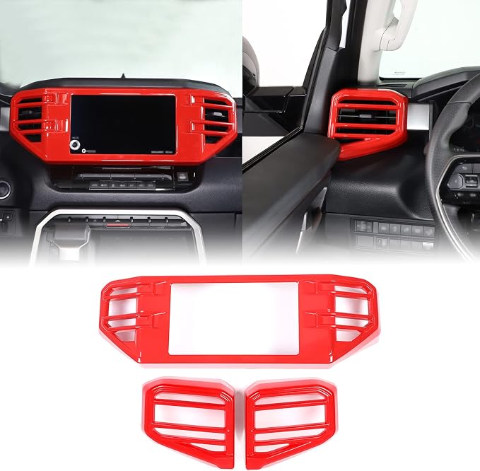 Car Center Console Air Conditioning Outlet Trim Cover Kit Compatible with Toyota Tundra/Sequoia 2022-2026, ABS Dashboard Side A/C Vent Panel Decorative Frame Protection Accessories, For 8-inch Screen