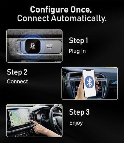 Wireless Car Play Adapter & Car Play Wireless Adapter 2-in-1, SHALOM TECH 5.8GHz Wired to Wireless Dongle, Plug & Play for Factory Wired CarPlay Cars, USB A USB C- Dark Grey