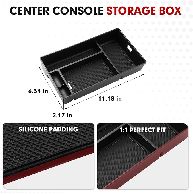 Autorder Center Console Organizer for 2022 2023 2024 2025 2026 Lexus NX NX 250/NX 350/NX 350h 450h+ Accessories Armrest Storage Box Secondary Insert Tray with Anti-Slip Mat