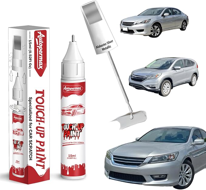 NH-700M Alabaster Silver Metallic Car Touch Up Paint for Honda, Color Accurate Two-In-One Car Paint Scratch Repair Pen, Professional Scratch Remover for Vehicles Chips and Nicks Scuff