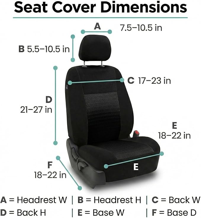 FH Group Universal Car Seat Covers Front Set for SUV Truck Sedan Vans | 3D Textured Breathable Fabric Seat Cover Set Protector with Airbag Compatible Interior Upgrade - Black