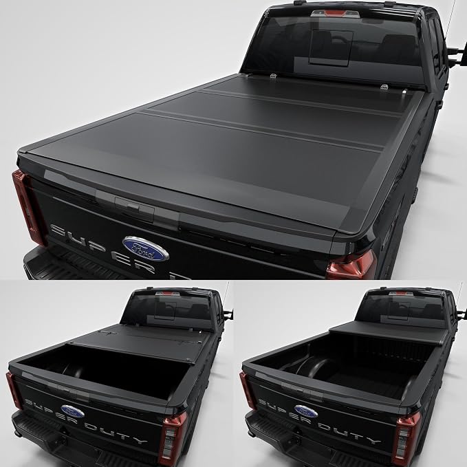 Low Profile Tri-Fold Truck Bed Tonneau Cover Fits 2017-2026 Ford F-250 F-350 Super Duty | 6.75FT (82") Bed | CFLPX043