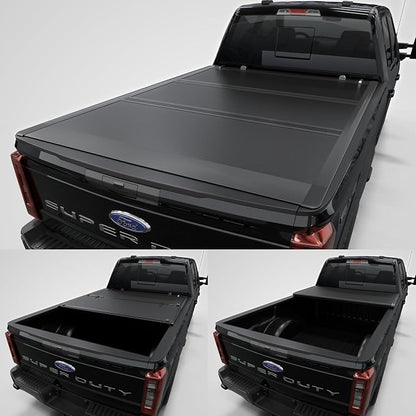 Low Profile Tri-Fold Truck Bed Tonneau Cover Fits 2017-2026 Ford F-250 F-350 Super Duty | 6.75FT (82") Bed | CFLPX043