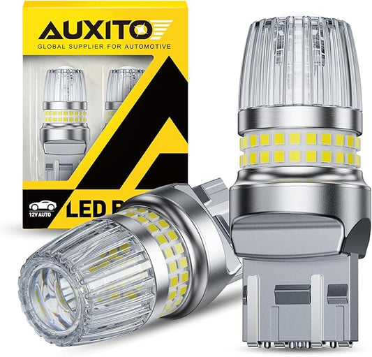 AUXITO Latest 7440 7443 LED Bulb White Reverse Lights, 700% Brighter 7441 7444 T20 992 WY21W LED Bulbs with Projector for Backup Reverse Parking Tail Brake Signal DRL Marker Light, Pack of 2