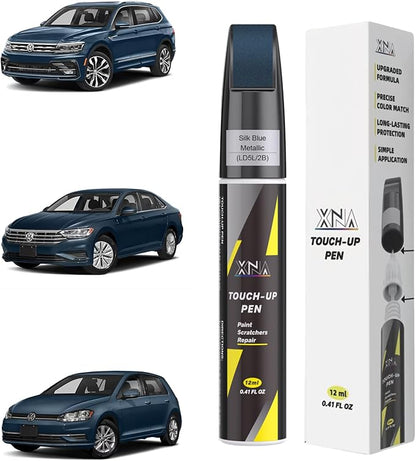 XNA Silk Blue Metallic(LD5L/2B) for Volkswagen Touch Up Paint, Car Scratch Remover for Nicks and Chips Repair, 2-In-1 Quick & Easy Fix Car Scratch Repair Kit with Exact Color-Matched