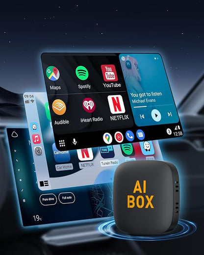 Opluz Wireless CarPlay and Android Auto Adapter 2 in1 Support Netflix/YouTube AI Box Lite for Factory Wired CarPlay Cars with U Disk/TF Card Magic Link CarPlay Ai Box Convert Wireless CarPlay Dongle