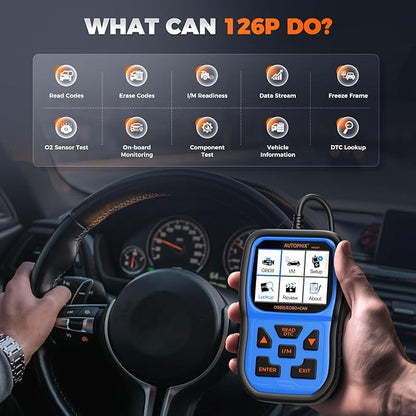AUTOPHIX OM126P+ OBD2 Scanner, Check Engine Light Code Reader, Car Code Scanner for Automotive Diagnostic, Read & Clear Fault Code, Pass Smog Test, Live Data, for All US Cars After 1996