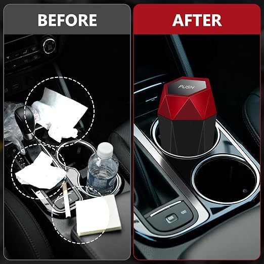 Car Trash Can with Lid - 2-Pack, Interior Accessories for Vehicles, Leakproof Garbage Can with 30 Detachable Trash Bags, Multipurpose Organizers and Storage Solutions for Home and Office