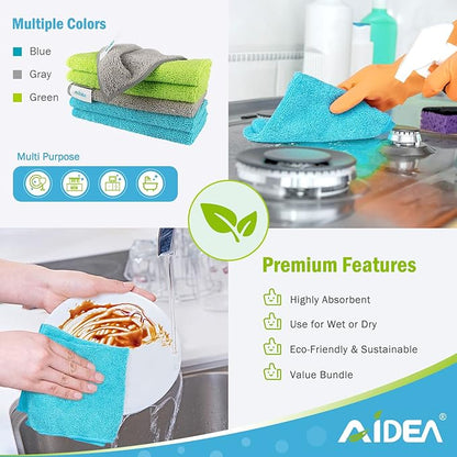 AIDEA Microfiber Cleaning Cloth-100PK, Soft Microfiber Towels for Cars, Absorbent Cleaning Rags, Lint-Free Streak-Free Wash Cloths for House, Kitchen, Window(12in.x12in.)