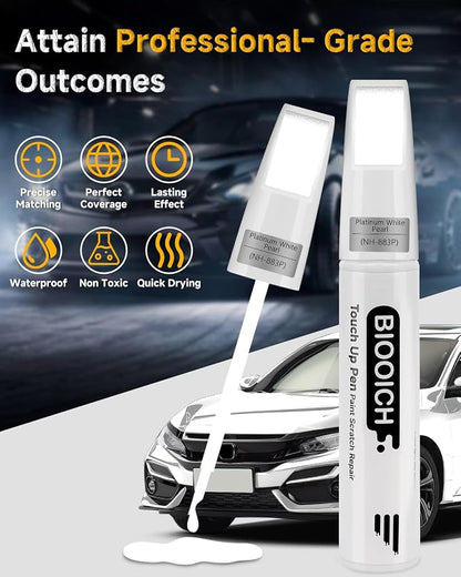 Touch Up Paint Pen Exact Color Match Car Chip and Scratch Repair (for Honda, Platinum White Pearl(NH-883P))