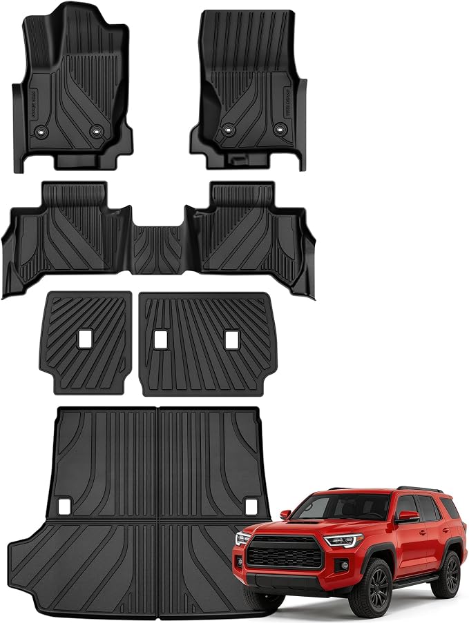 YITAMOTOR Floor Mats Set Fit for Toyota 4Runner 2025 2026 5-Seats(Fits Gas,Not Fit Hybrid) with Trunk mat &Backrest mat, All Weather TPE Custom Fit Liner for 4 Runner SR5/TRD/Limited 6th gen Car Mats