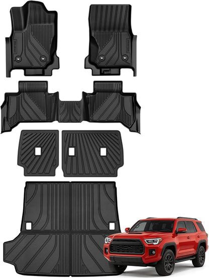 YITAMOTOR Floor Mats Set Fit for Toyota 4Runner 2025 2026 5-Seats(Fits Gas,Not Fit Hybrid) with Trunk mat &Backrest mat, All Weather TPE Custom Fit Liner for 4 Runner SR5/TRD/Limited 6th gen Car Mats